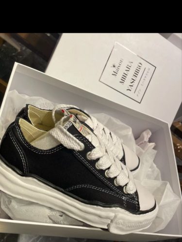 메종 미하라 야스히로 피터슨 OG 솔 캔버스 로우 스니커즈 블랙 A01FW702-BLACK photo review