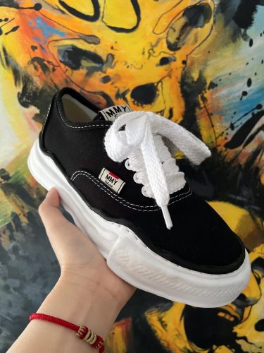메종 미하라 야스히로 베이커 OG 솔 캔버스 로우 컷 스니커즈 블랙 A02FW704-BLACK photo review