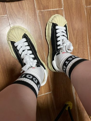메종 미하라 야스히로 블레이키 VL OG 솔 캔버스 로우탑 스니커즈 블랙 A09FW732-BLACK photo review